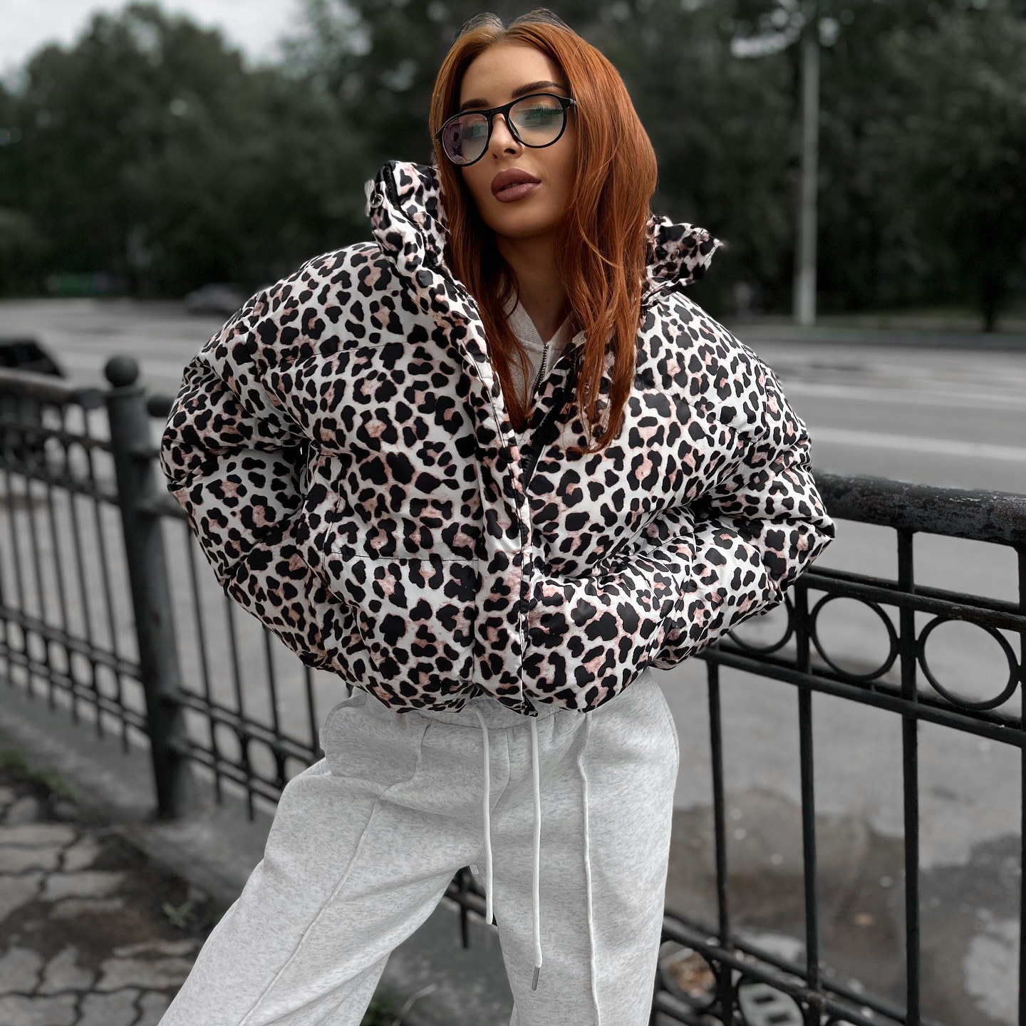 Rosea Leopard Print Puffer Jacket