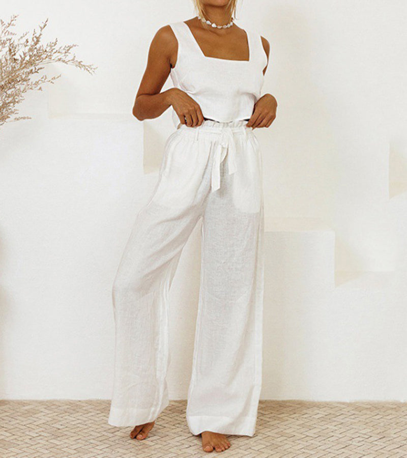 Rosea Minimalist Top Wide-Leg Trousers Set