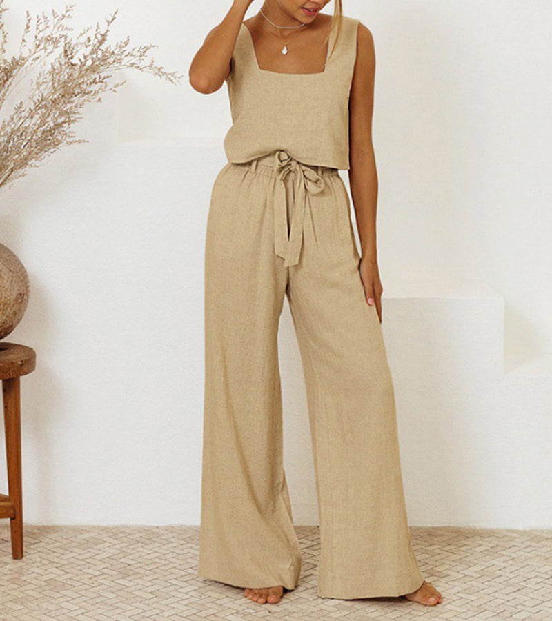 Rosea Minimalist Top Wide-Leg Trousers Set