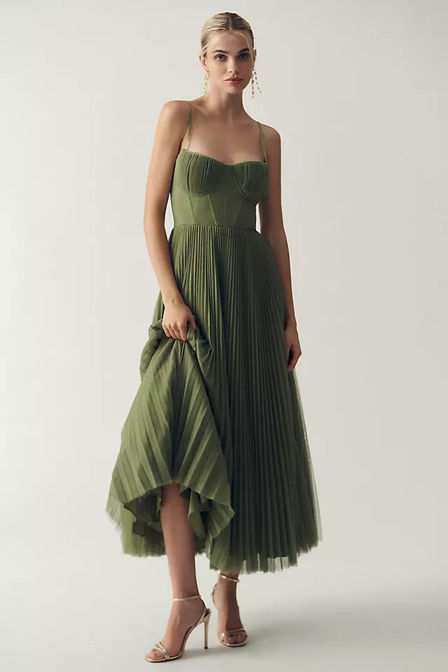Rosea Asymmetrical Pleated Tulle Dress