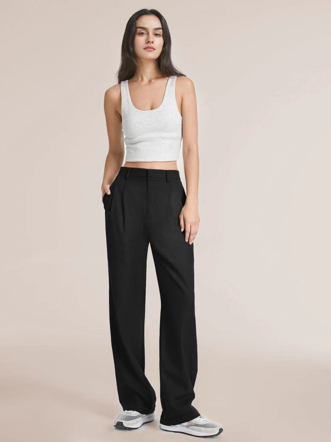 Rosea Elegant Black Tailored Pants