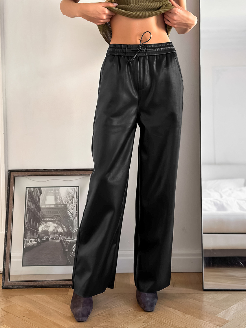 Rosea Wide-Leg Leather Pants