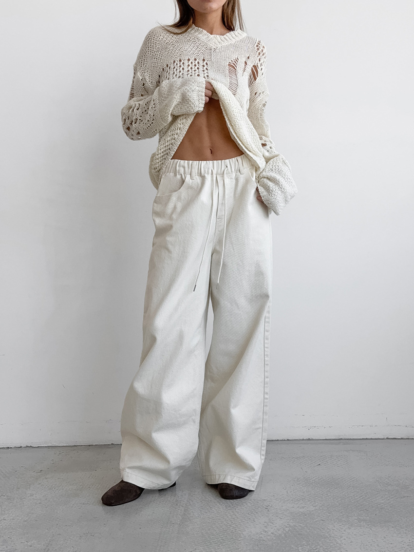 Rosea White Straight-Leg Trousers