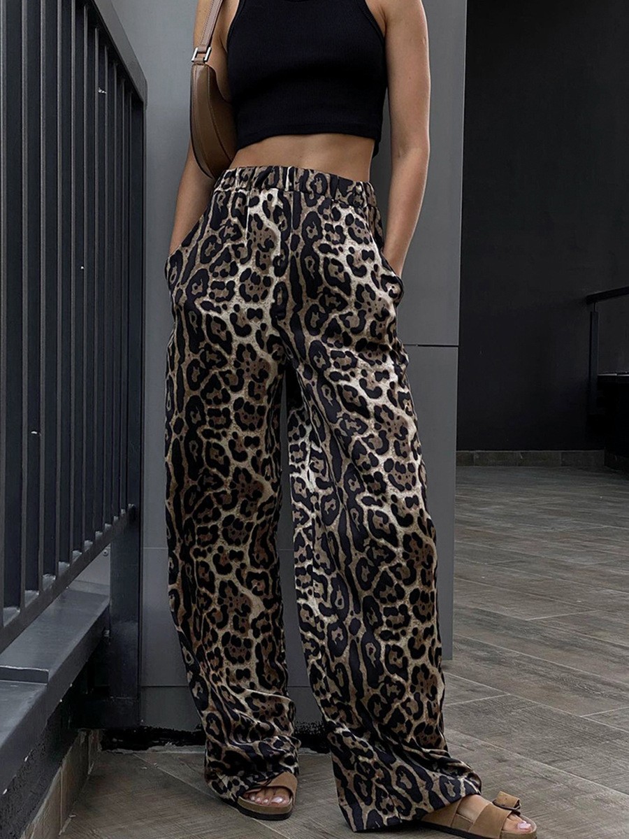 Rosea Leopard Print Wide Leg Pants